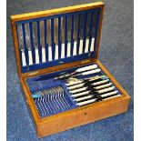 A canteen of plated cutlery by Atkinson Bros Sheffield, with bone handles,