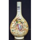 A Chinese Porcelain famille verte vase, of bottle shape,