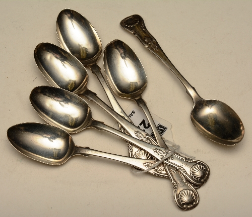 A set of six Scottish silver kings pattern teaspoons, by PH,