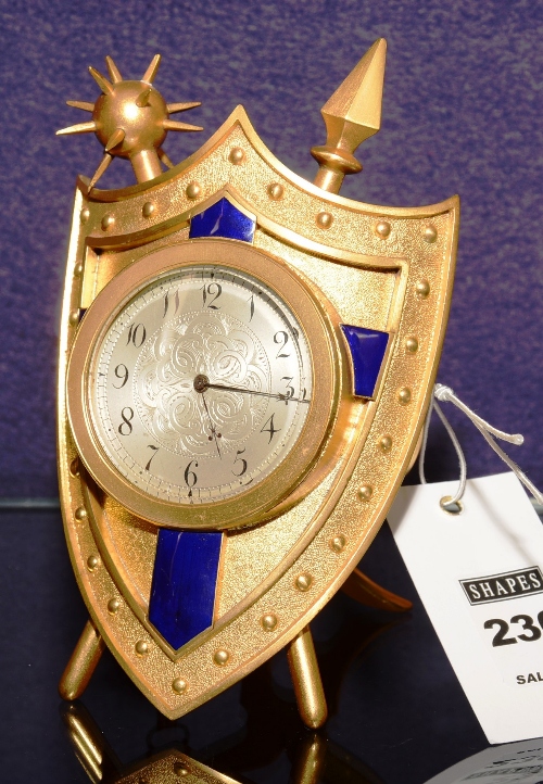 A Victorian Ormolu strut desk clock by Howell James & Co London clockmaker to the Queen,