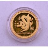 An Australian twenty five dollar lunar year gold proof coin, dated 2001, with capsule,