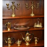 A small quantity of plated wares, to include four piece tea set, candelabra,