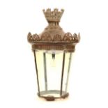 A French bronzed metal lantern ceiling light, circa 1890,