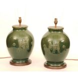 A pair of 19th century Doulton pottery vase lamps, circa 1880,