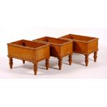 A set of three matching French pine jardinieres, circa late 19th century,