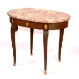 An unusual French amaranth table, circa 1880, with Spanish brocatelle marble top,
