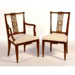A set of six 18th century Dutch elmwood dining chairs, circa 1785,