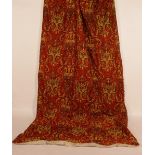 A pair of French woven wool curtains circa 1890, decorated with red/black Neo-Renaissance design,