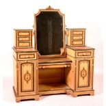 A painted dressing table, circa 1870, with kneehole insert and swing mirror,