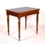 A George IV mahogany writing/side table, in the manner of Gillows, with drawer to one side,