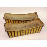A pair of painted metal plant troughs/jardiniere's, circa 1900,