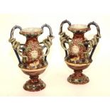 A pair of late 19th century Majolica vases by Palissy,