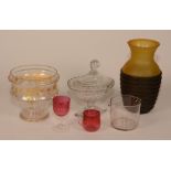 A quantity of glassware, circa 19th century and later, to include Regency comport with cover,