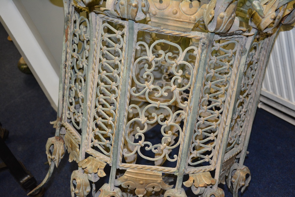 A large 19th century painted metal lantern ceiling frame circa 1890, - Image 2 of 3