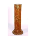 A 19th century painted plaster column circa 1880, with fluted and marbleised decoration,