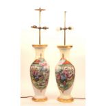 A pair of French 19th century Bayeaux vase lamps, circa 1850,