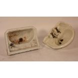 Two vintage porcelain sinks, to include an example from Shanks, one tap lacking,