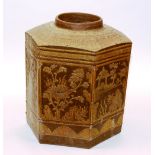 A Chinese stoneware hexagonal planter, circa late 19th/early 20th century,