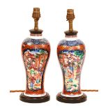 A pair of Chinese export vase lamps, circa late 18th century,