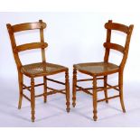 A set of eight beechwood chairs, circa 1880, with caned seats,