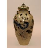 A 19th century Chinese pottery vase and cover,