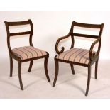 A set of seven Regency mahogany dining chairs, circa 1820, probably Scottish,