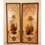 Two French Louis XV painted panels, in the manner of Christophe Huet, circa mid 18th century,