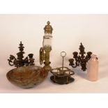 A quantity of sundries and metal wares circa 19th century and later, to include candelabra,
