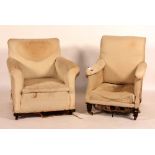Two white upholstered armchairs, circa 19th century,