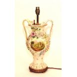 A 19th century Rockingham porcelain vase lamp, circa 1860,