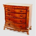 A George IV mahogany bow front chest of drawers, with four drawers,