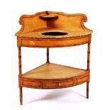 A Regency painted corner washstand, circa early 19th century, with undertier,