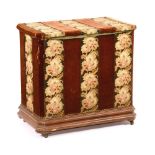 A needlework log box, with hinged top,