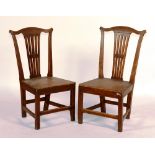 A pair of oak country chairs, circa 18th century, 95cm high,