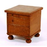 A Victorian pine bidet stool, 46cm high, together with a small Victorian commode chest,