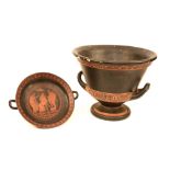 An Italian Etruscan style pottery tazza, 31cm diameter,