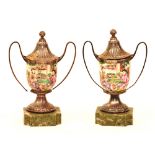 A pair of Chinese famille rose and silver mounted cups, circa 18th century and later,