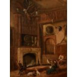 Scottish School (Mid 19th Century) 'Figures in Baronial Hall' Oil on canvas,