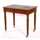 A Victorian mahogany writing table, with two drawers,