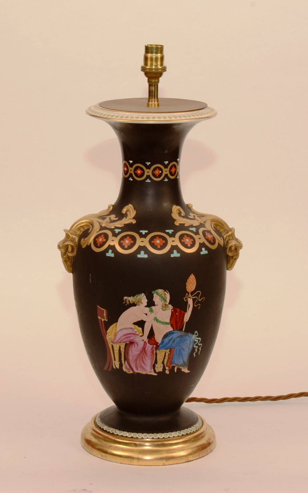 A Greek Revival vase lamp by Bells of Glasgow, circa 1880,