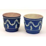 A pair of Wedgwood Jasperware planters, circa 19th century, decorated with classical figures,