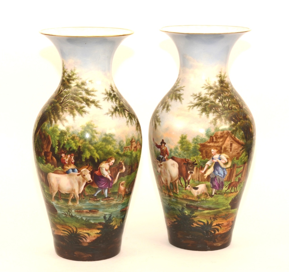 A pair of 19th century large porcelain vases, circa 1870,