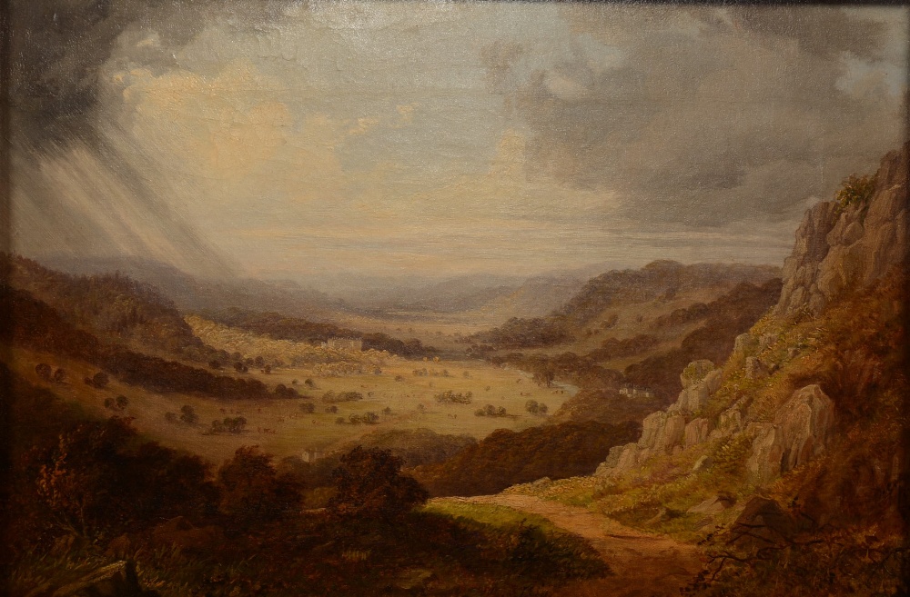 British School (Mid 19th Century) Panoramic Landscape (Taymouth?) Oil on canvas,