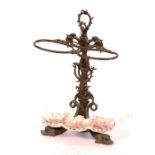 A Victorian iron stick stand circa 1870, with marine motifs (coral and seaweed,