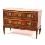 A Rhenish oak commode chest, circa 1780, with separate carved stand,