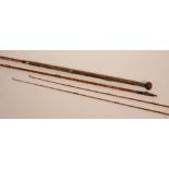 A vintage Hardy's four piece split cane fishing rod, approx.