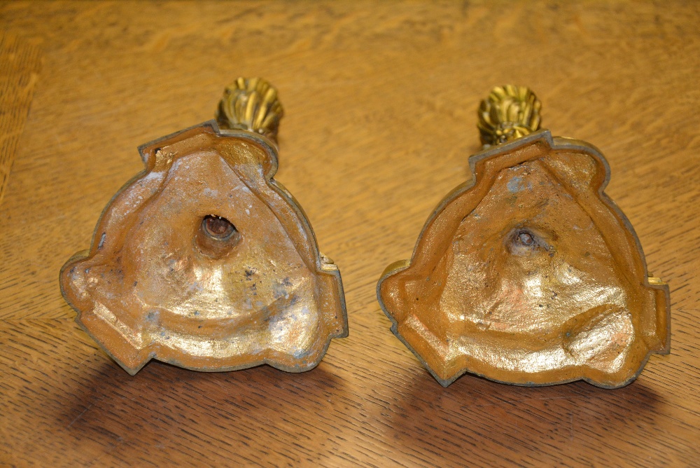 A pair of small French Rococo ormolu candlesticks, - Image 3 of 3