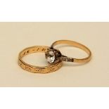 A 9ct gold solitaire zircon ring, ring size O, 1.