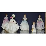 Five Royal Doulton figures, comprising of, 1993 Daddy's Girl HN 3435, Sunday Best HN 2698,