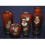 Four Continental porcelain vases, circa early 20th century, probably German,